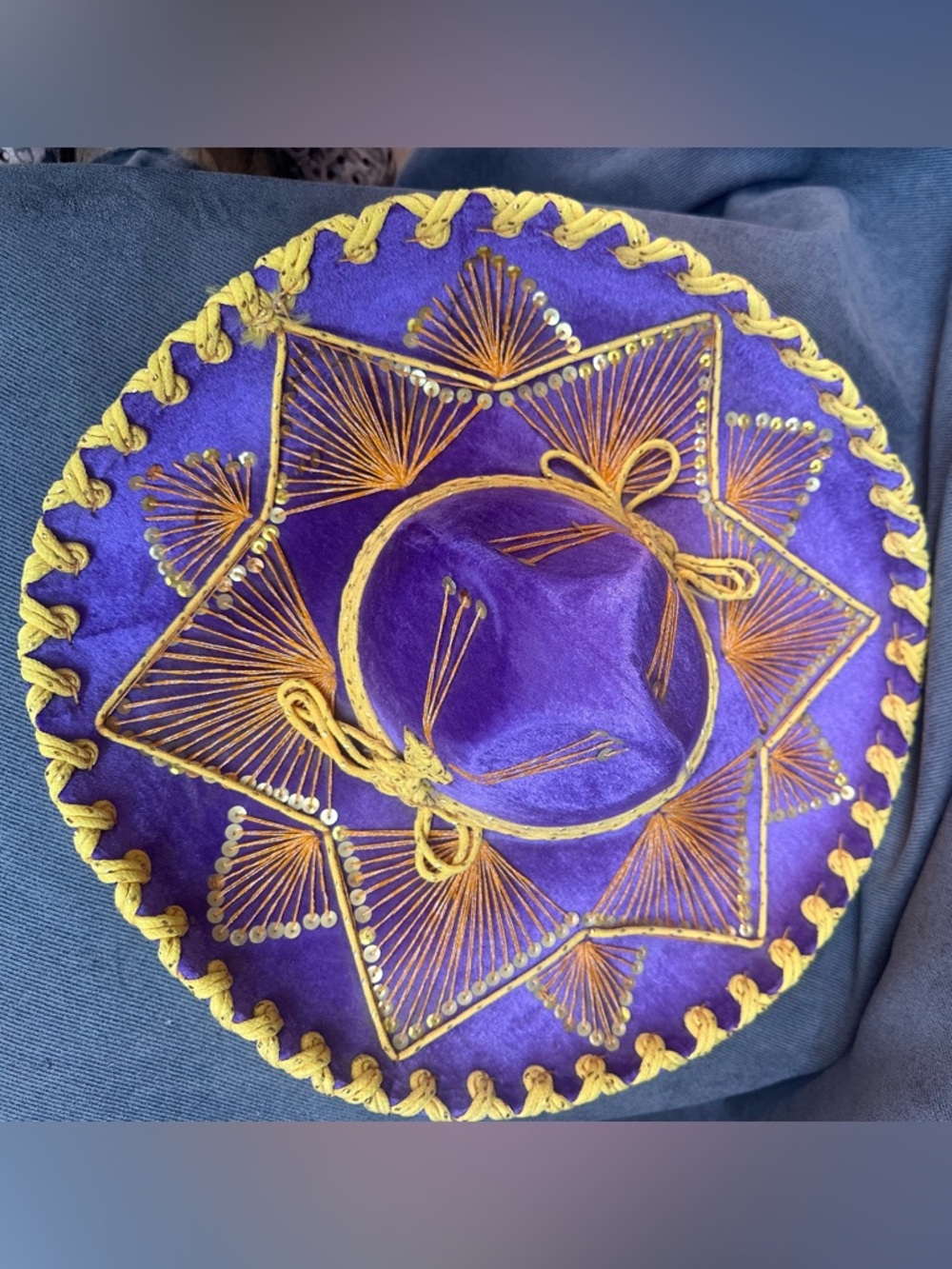 Mexican sombrero hat purple & gold